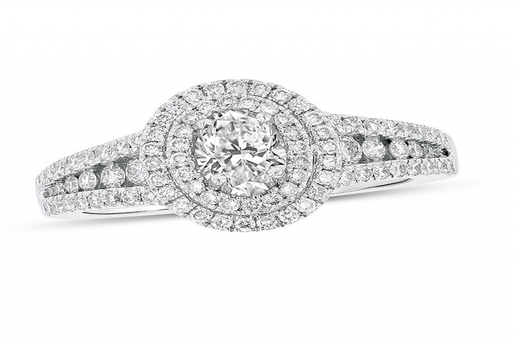Gordon’s Jewelers' 1 CT. T.W. Oval Diamond Double Frame Engagement Ring in Platinum