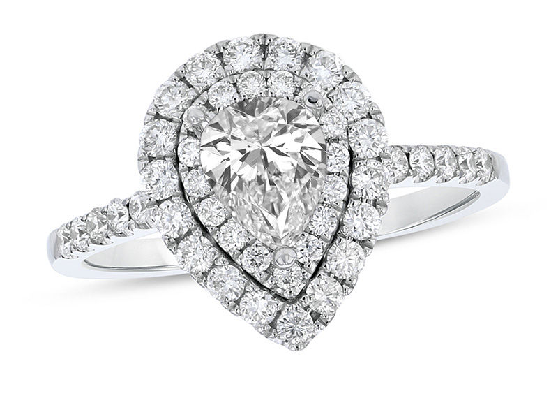 Gordon's Jewelers' 1 CT. T.W. Pear-Shaped Diamond Double Frame Engagement Ring in 18K White Gold