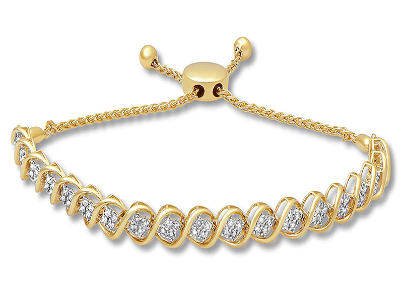Kay Jewelers' Diamond Bolo Bracelet 1 ct tw Round-cut 10K Yellow Gold