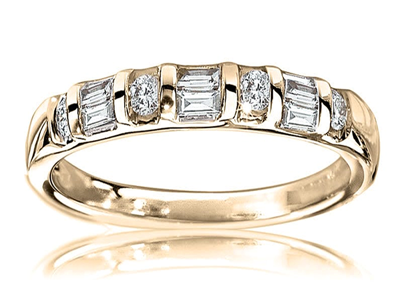 Rogers & Hollands' Baguette and Brilliant-Cut Diamond Anniversary Band in 14K Yellow Gold
