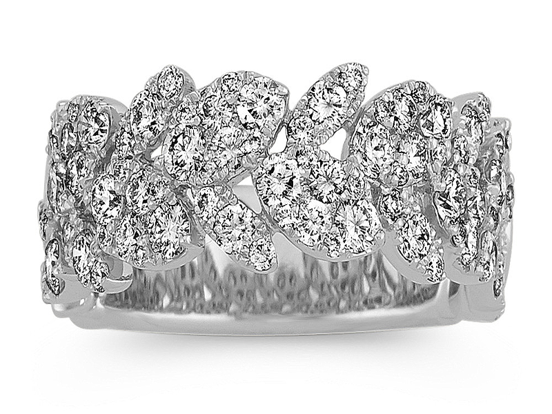 Shane Co's Floral Diamond Cluster Wedding Band