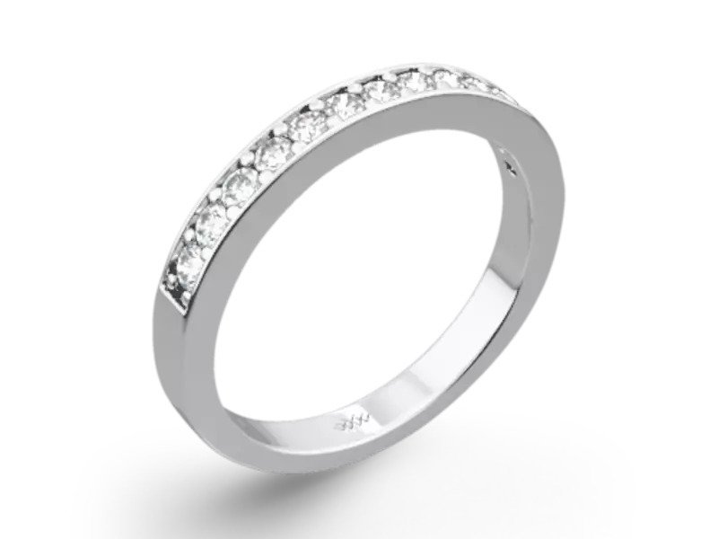 Whiteflash 18k White Gold Bead-Set Diamond Wedding Ring