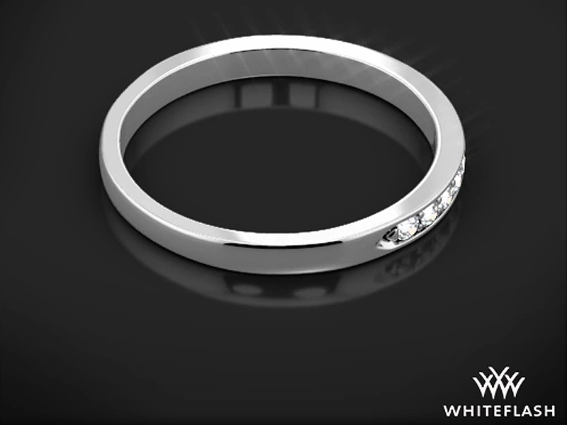 Whiteflash's 18k White Gold Legato Sleek Line Pave Diamond Wedding Ring