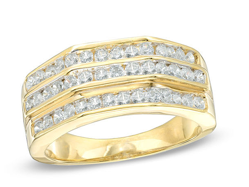 Zales Outlet's Men's 1 CT. T.W. Diamond Wedding Band in 10k Gold