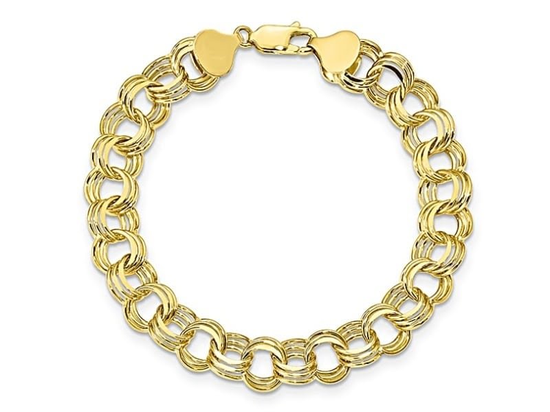 JTV’s 10K Yellow Gold Triple Link Charm Bracelet