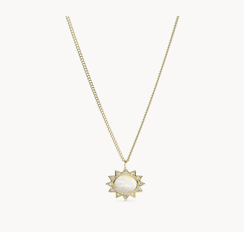 Fossil's You Are My Sunshine Mother-of-Pearl Stainless Steel Pendant Necklace