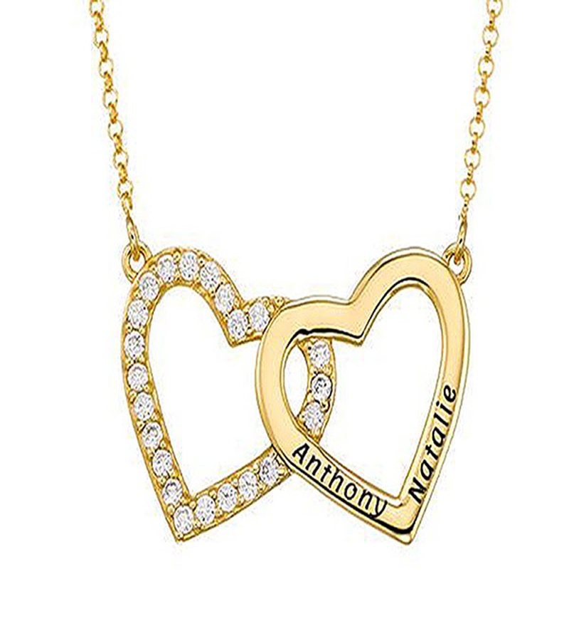 My Name Necklace's Engraved Double Heart Necklace