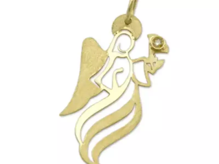NOVICA's Gold Artisan Crafted Brazil Angel Pendant