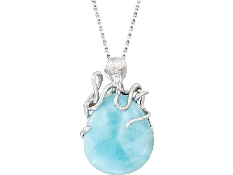 Ross-Simons's Larimar Octopus Pendant Necklace in Sterling Silver