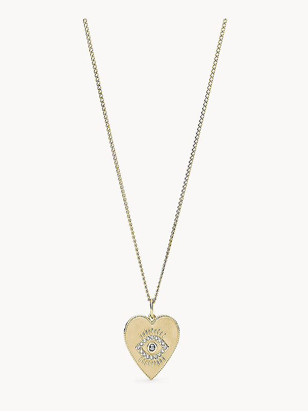 Fossil's Evil Eye Pendant Gold-tone Stainless Steel Necklace
