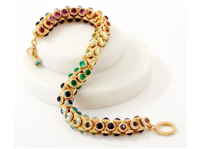 QVCJ's udith Ripka 14K Gold Clad Rainbow Gemstone Bracelet