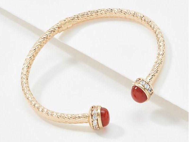 QVC's Imperial Gold Diamond Cut Bangle with Gemstones in 14K Gold