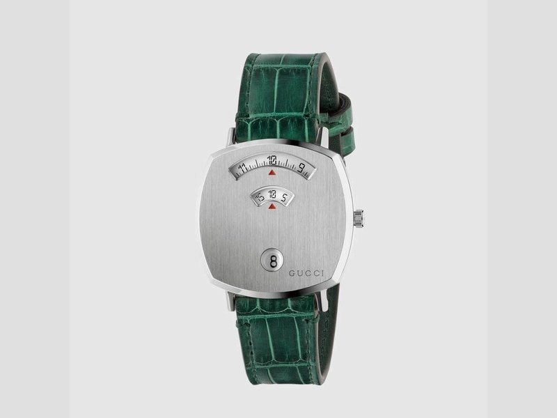 Gucci 35mm Green Alligator Grip Watch