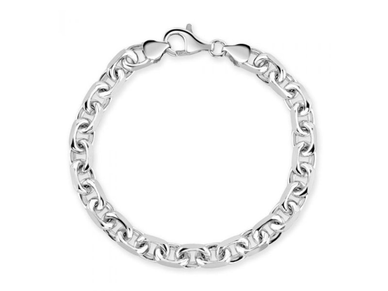 The Chain Hut Sterling Silver 7mm Anchor Bracelet Diamond Cut