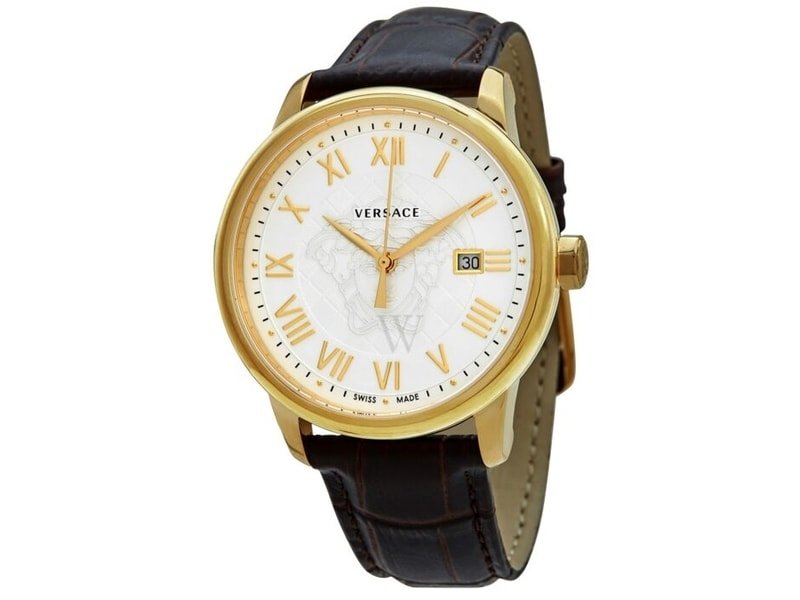 Versace Men's Leather White Dial Watch