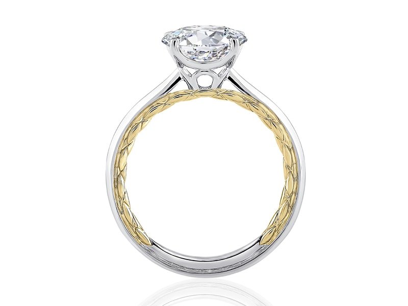 A. Jaffe Two Tone Round Cut Diamond Engagement Ring