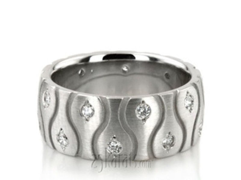 25 Karats' Symmetrical Wave Cut Diamond Wedding Ring