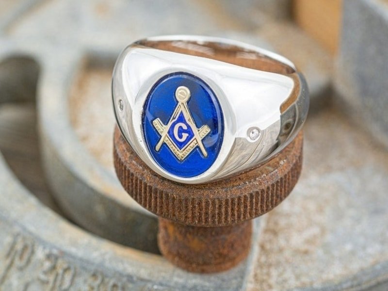 Vintage Vault Designs Masonic Sterling Silver Men's Ring
