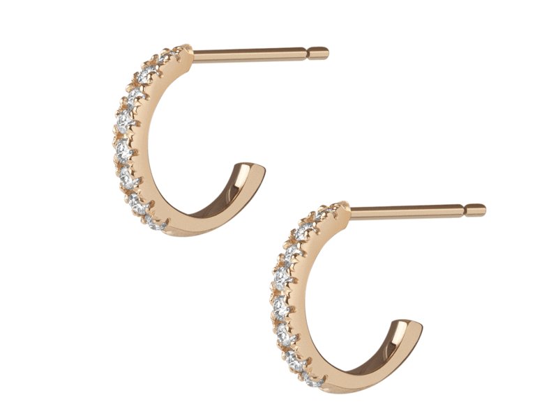 Aurate New York Huggie Earrings with White Diamonds