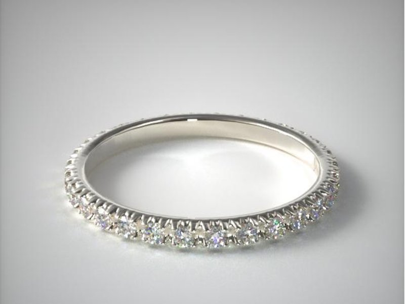 James Allen 14K White Gold Thin French-Cut Pave Set Diamond Eternity Ring