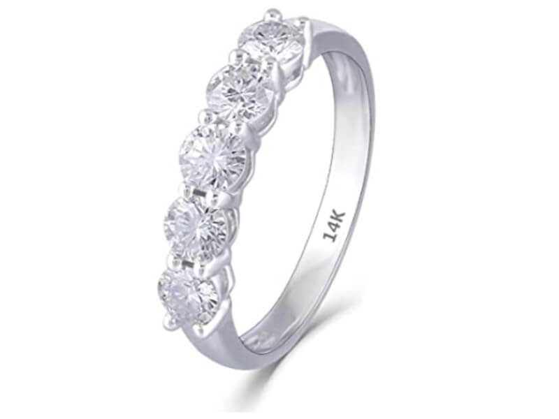 DovEggs 14k Gold Moissanite Eternity Ring