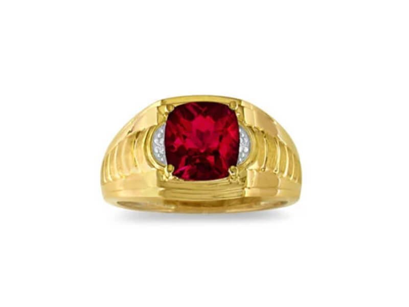 Gemologica Cushion Cut Ruby & Diamond Men’s Ring