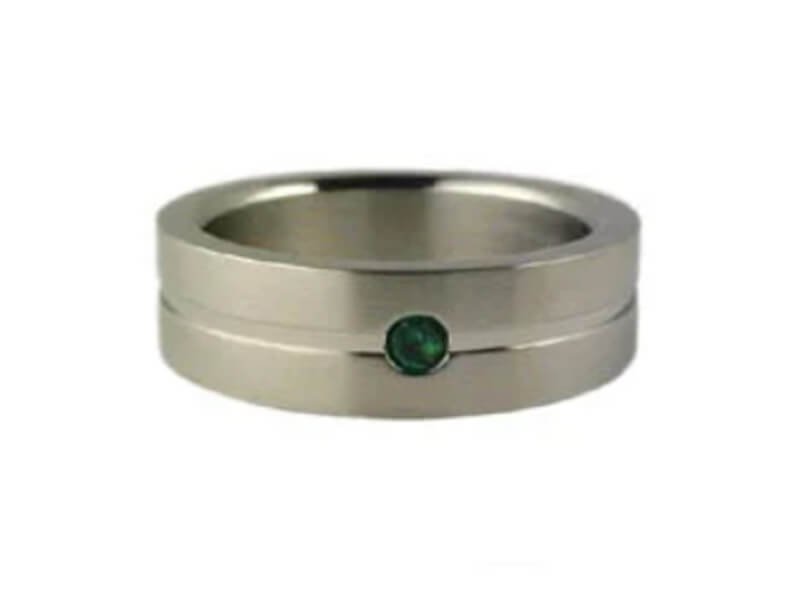 Gemologica Men's Stainless Steel Created Emerald Ring Jewelry