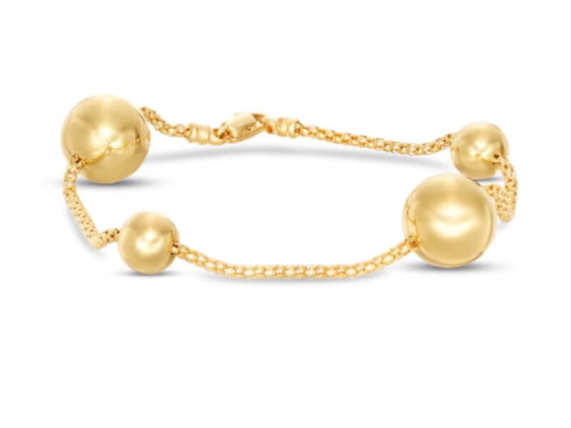 Jared 14k Yellow Gold Popcorn Chain & Sphere Bracelet