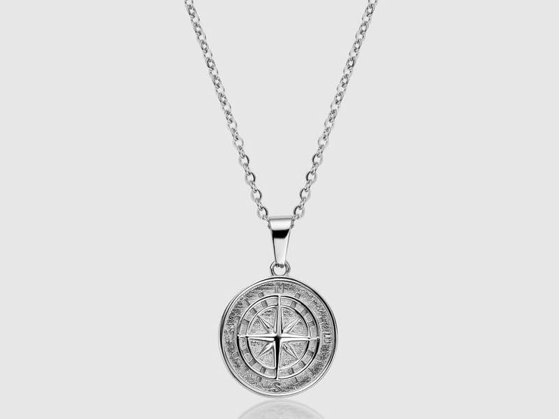 Craftd London Silver Compass Pendant