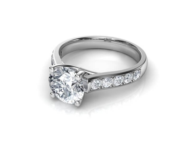 Natalie Diamonds Cross Prong Design Round Cut Diamond Engagement Ring