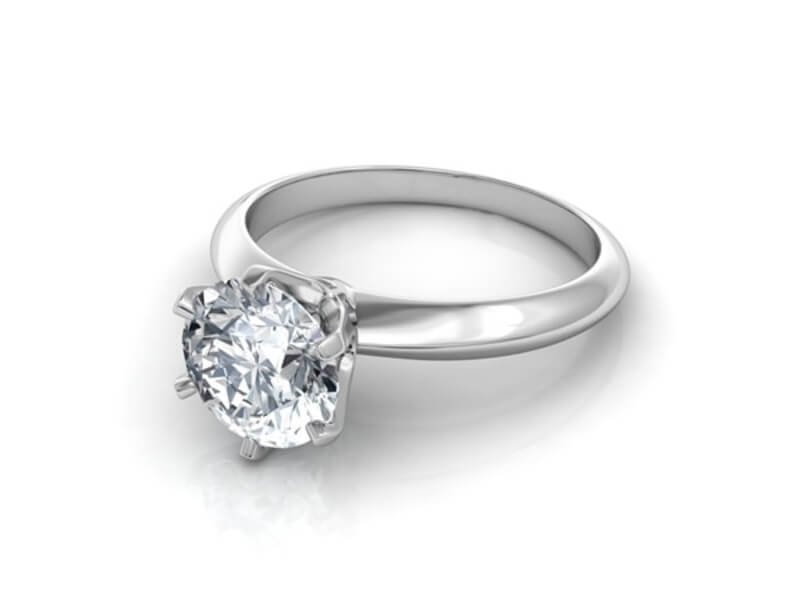 Natalie Diamonds Six Prong Round Brilliant Solitaire Diamond Engagement Ring