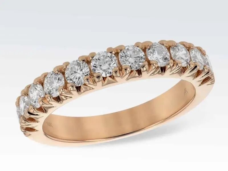 Elie Design 14 Karat Rose Gold Wedding Band with Diamonds