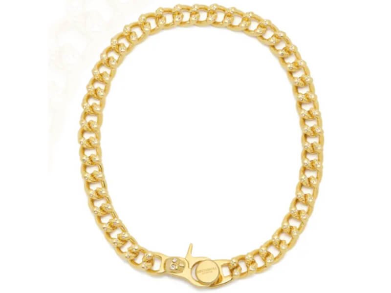 Atticus Skull Swarm Curb Chain Necklace in Gold