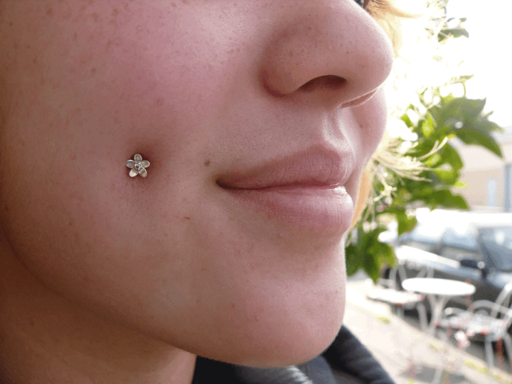 Cheek piercing jewelry