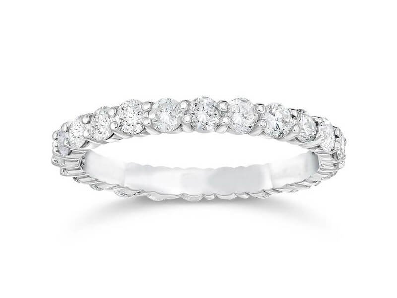 Pompeii3 14k White Gold Round Diamond Womens Stackable Eternity Anniversary Ring