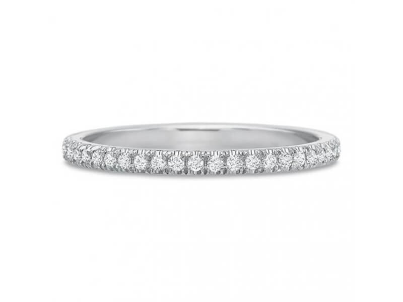 Borsheim's Precision Set Diamond Prong Set Slim Eternity Band in White Gold