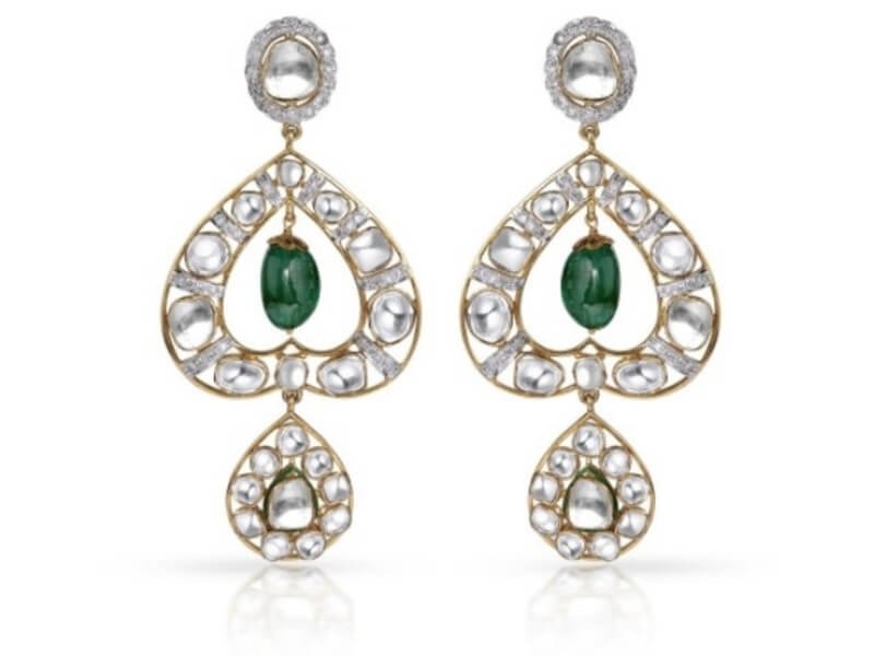 Malabar Gold & Diamonds Mughal Dynasty Era Uncut Diamond Gold Earring