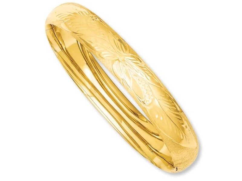 Kay Jewelers 14k Yellow Gold Floral Bangle Bracelet.