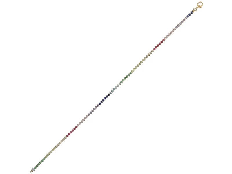 QVC Sterling Silver Diamonique Rainbow Tennis Ankle Bracelet.