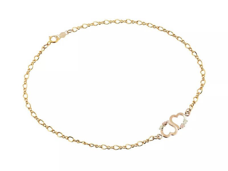 Kohl’s Black Hills Gold Tri-Tone Double Heart Anklet