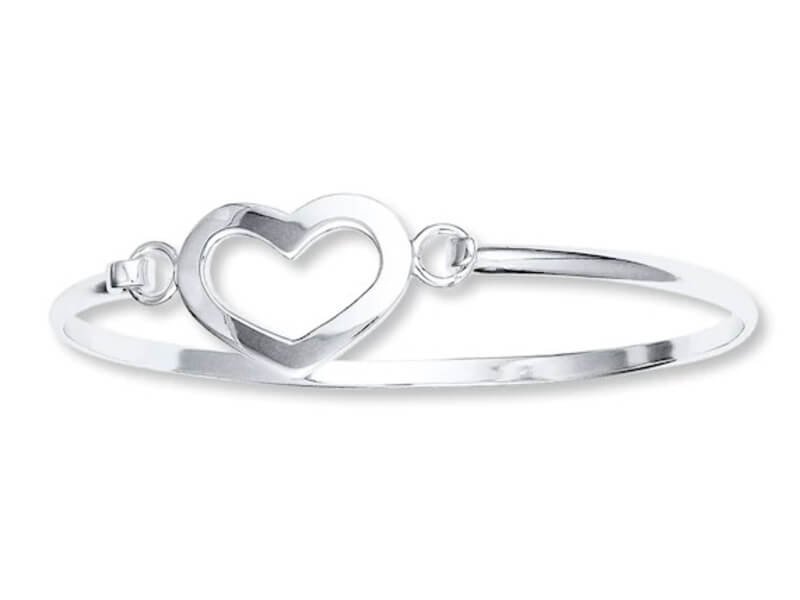 Kay Jewelers Sterling Silver Heart Bangle Bracelet
