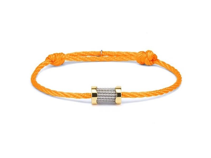 Charriol Forever Waves Charm Bracelet in Orange String and Yellow Gold