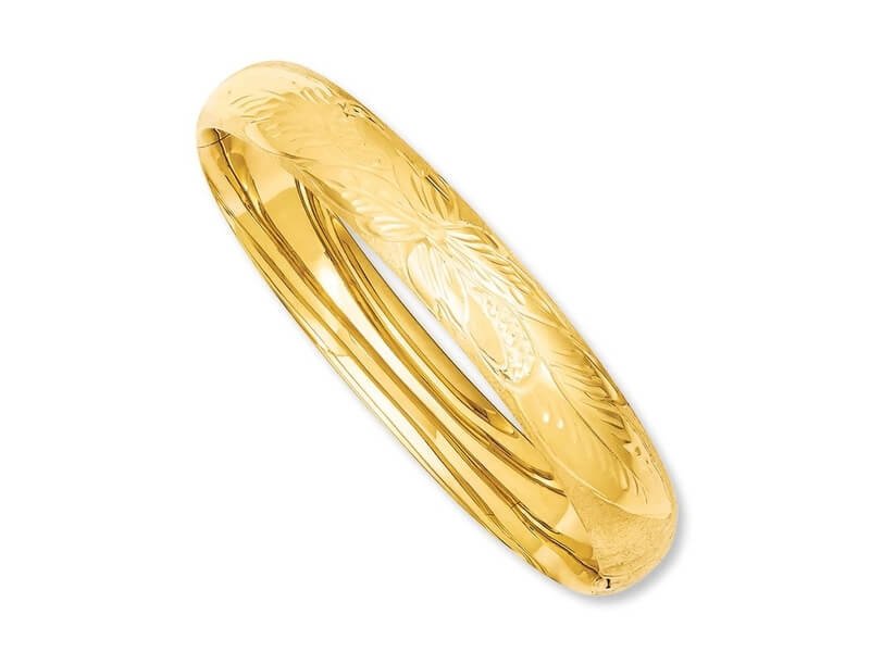 Kay Jewelers 14K Yellow Gold Floral Bangle Bracelet