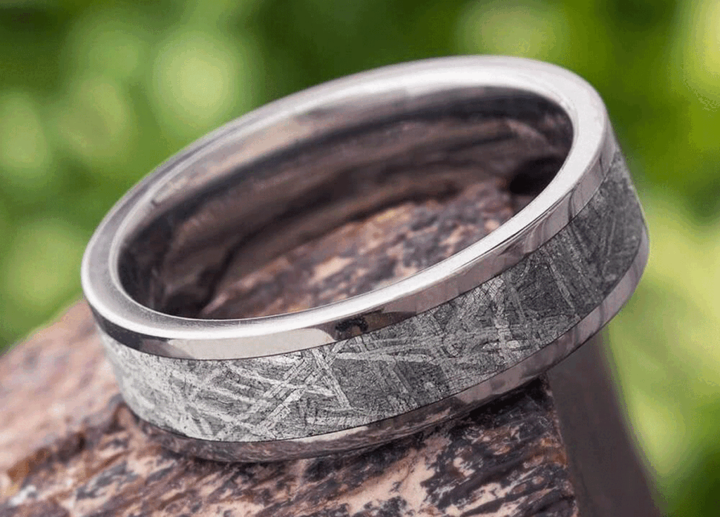 Meteorite wedding band