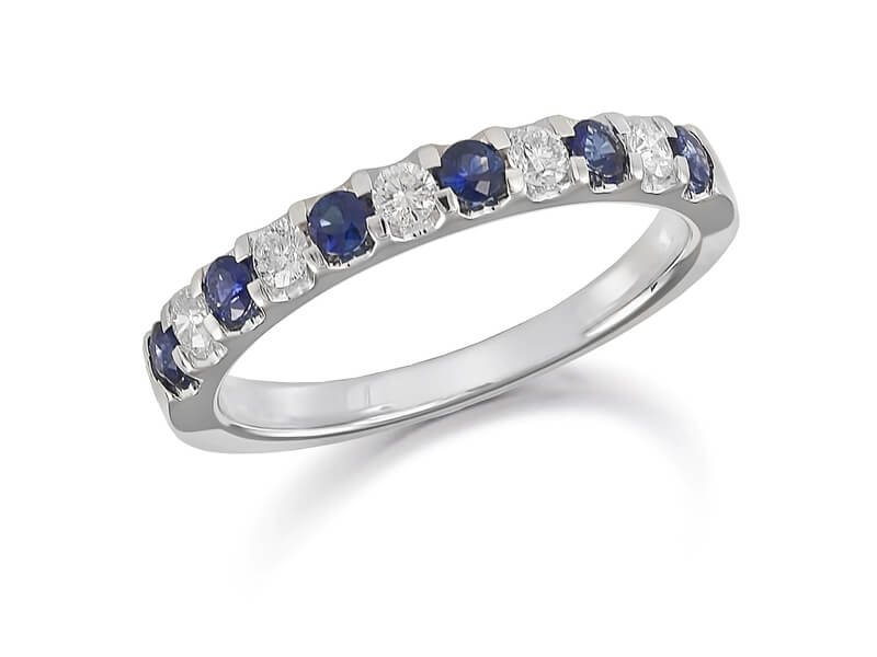 Mappin & Web 0.73ct Platinum Diamond And Sapphire Half Eternity Ring