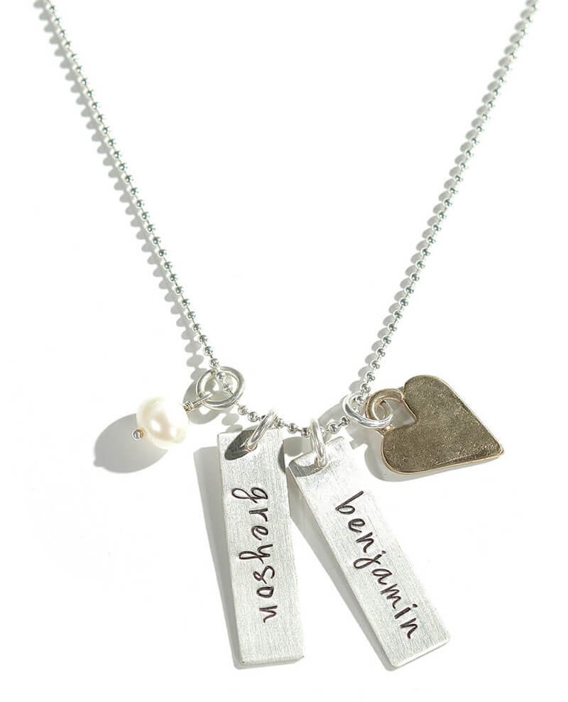 The Vintage Pearl Rectangle Names With Love Necklace