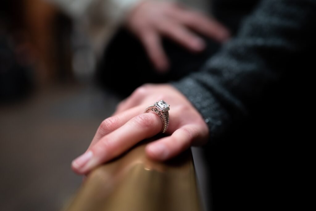 Woman wearing an engagement ring