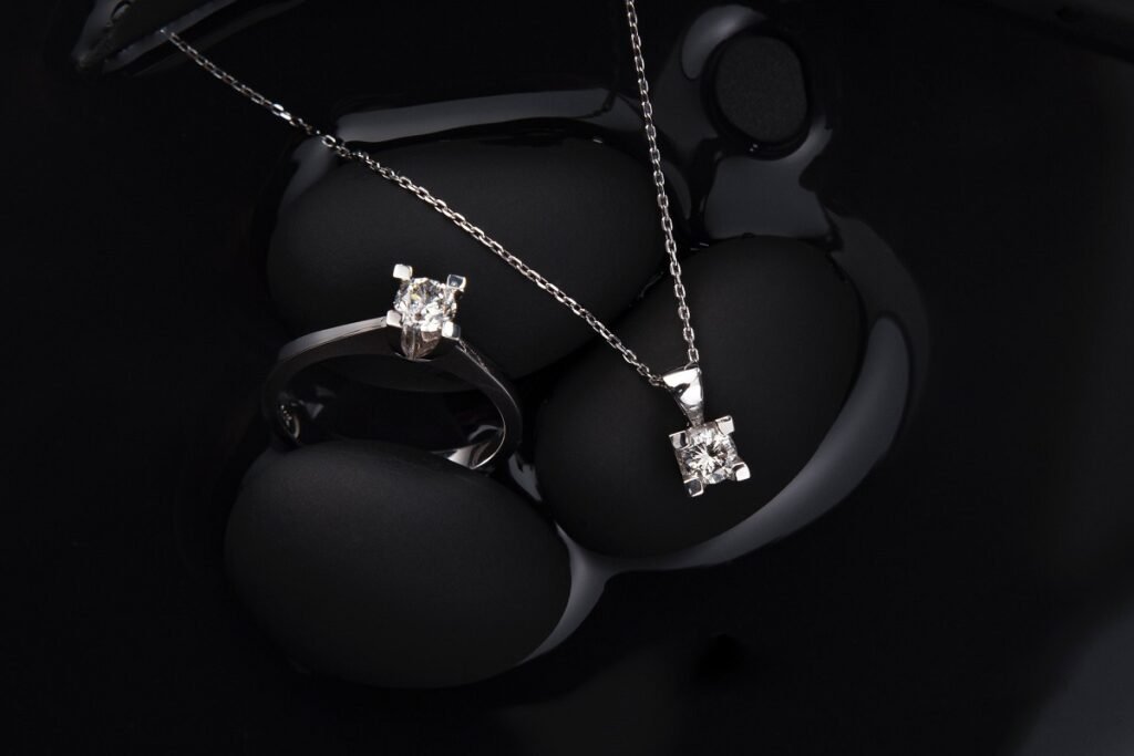 diamond engagement ring and pendant