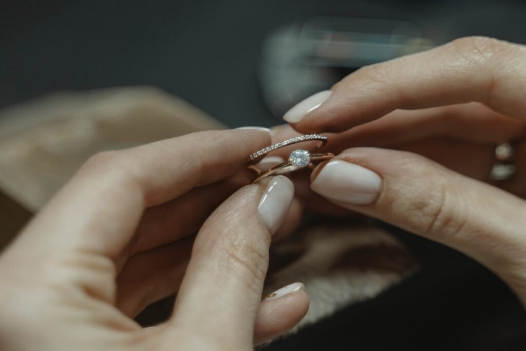 inspecting a jewelry piece