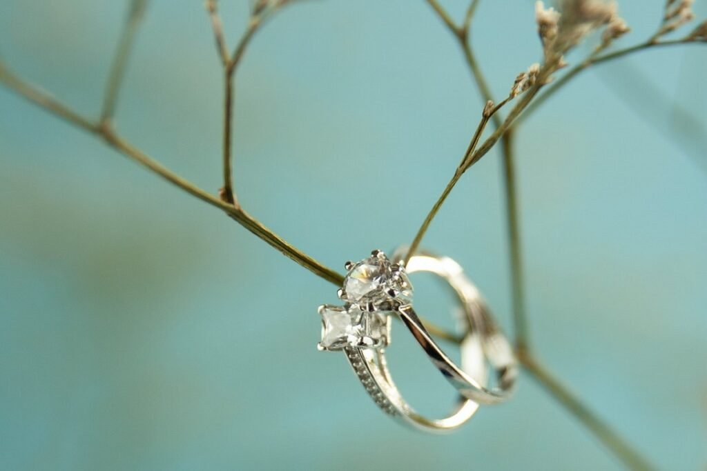 diamond ring on a plant stem